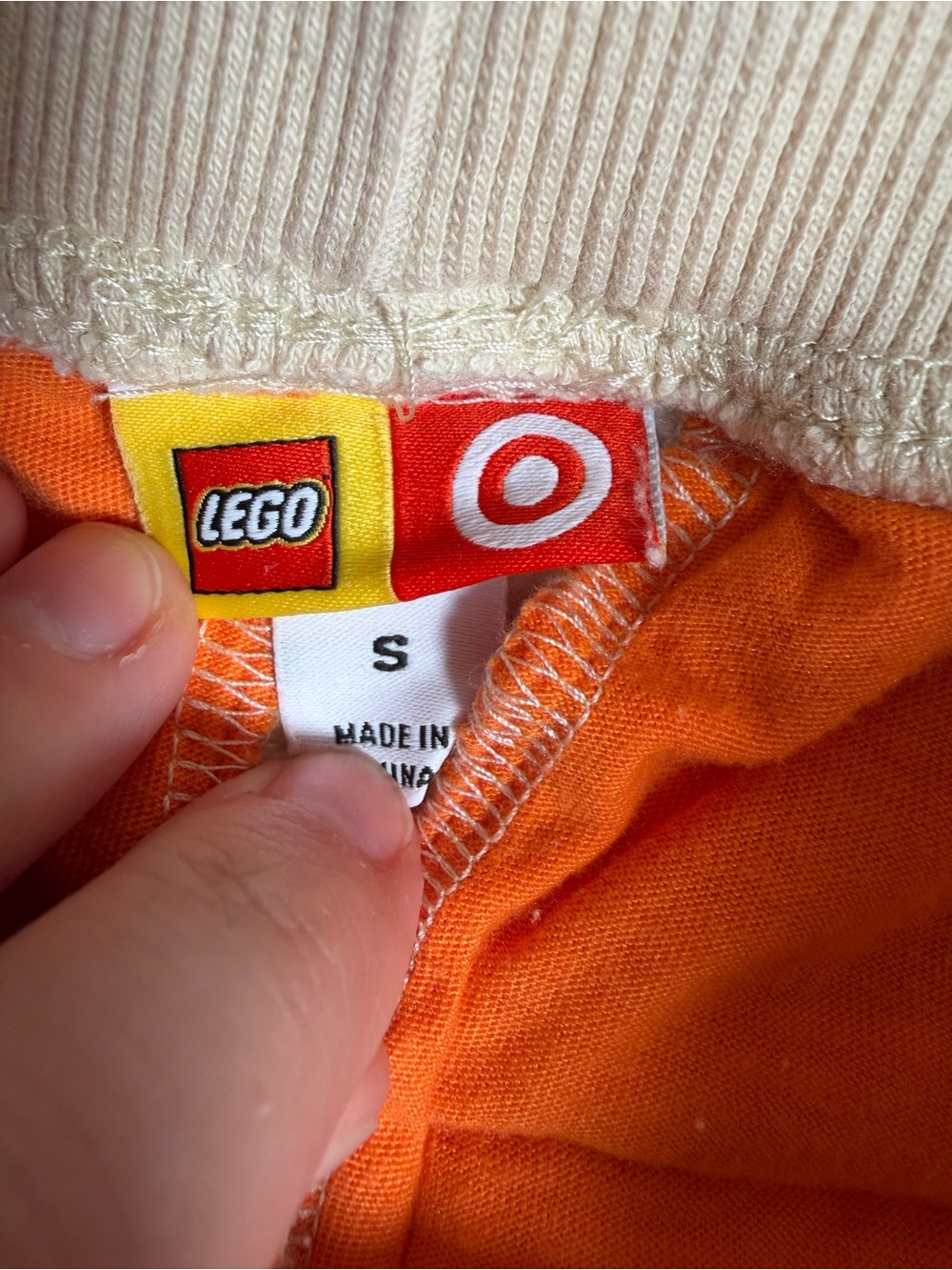 Lego Cream Joggers with Lavender Side Stripes and Orange Drawcord - Picture 2 of 9